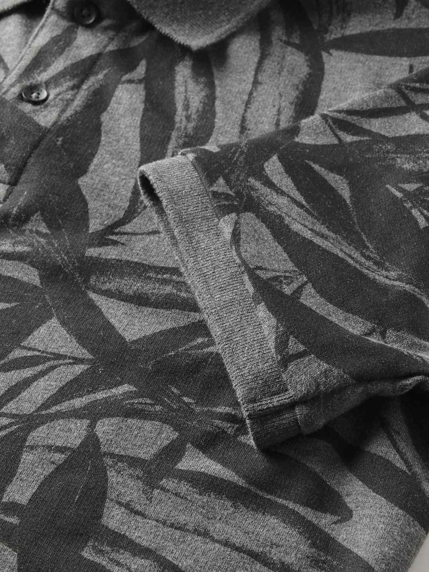 The Bear House Grey Cotton Regular Fit Printed Polo T-Shirt