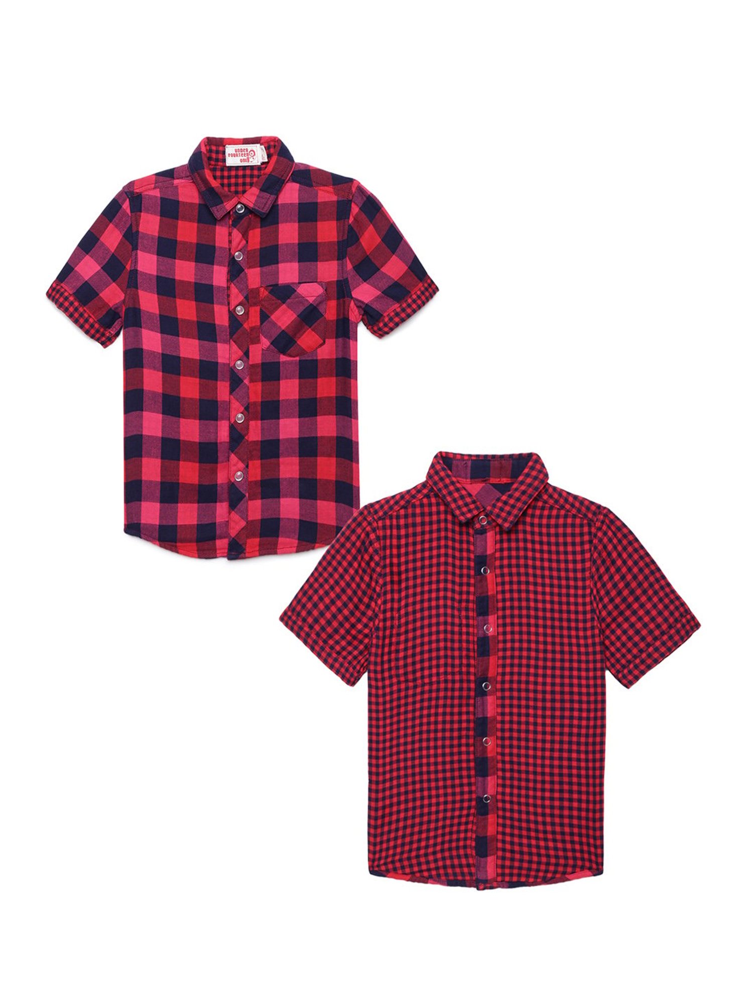 Under Fourteen Only Kids Multicolor Checks Reversible Shirt