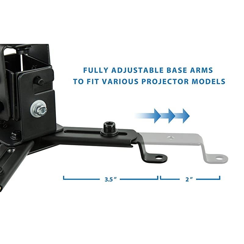 Wall or Ceiling Projector Mount with Universal LCDDLP Mounting for Epson Optoma Benq ViewSonic Projectors 44lb Load Capacity Black