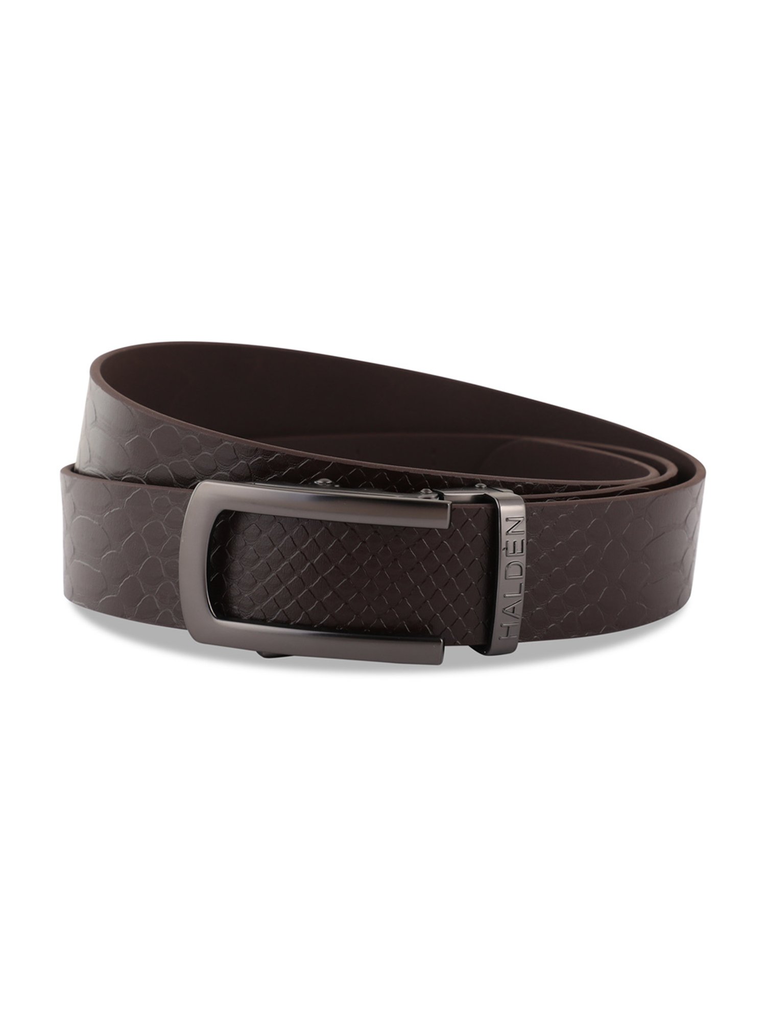 Halden Brown Animal Effect Casual Belt With Classic Black Glossy Buckle