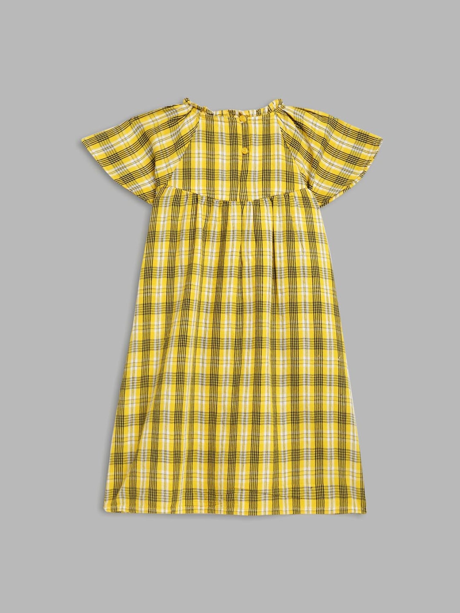 Blue Giraffe Kids Yellow Checks Dress