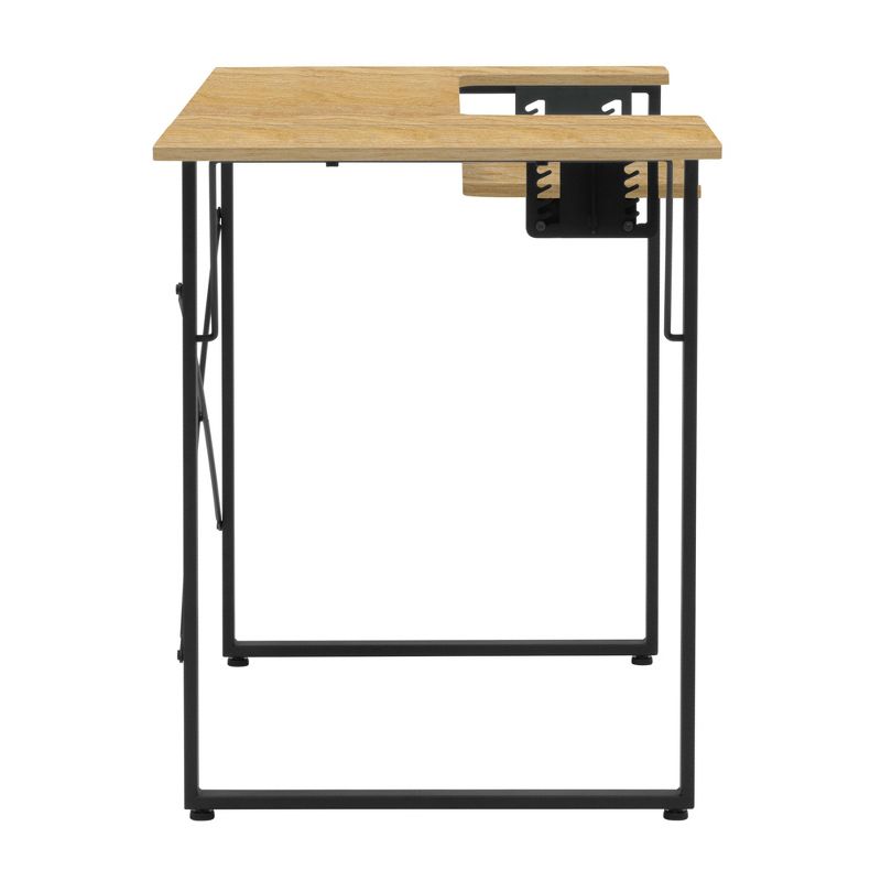 Sew Ready 13406 Dart Wood/Metal Multipurpose Sewing Machine Table Workstation Desk w/ Folding Top for Crafts, Sewing, Laptops, Charcoal Black/Ashwood