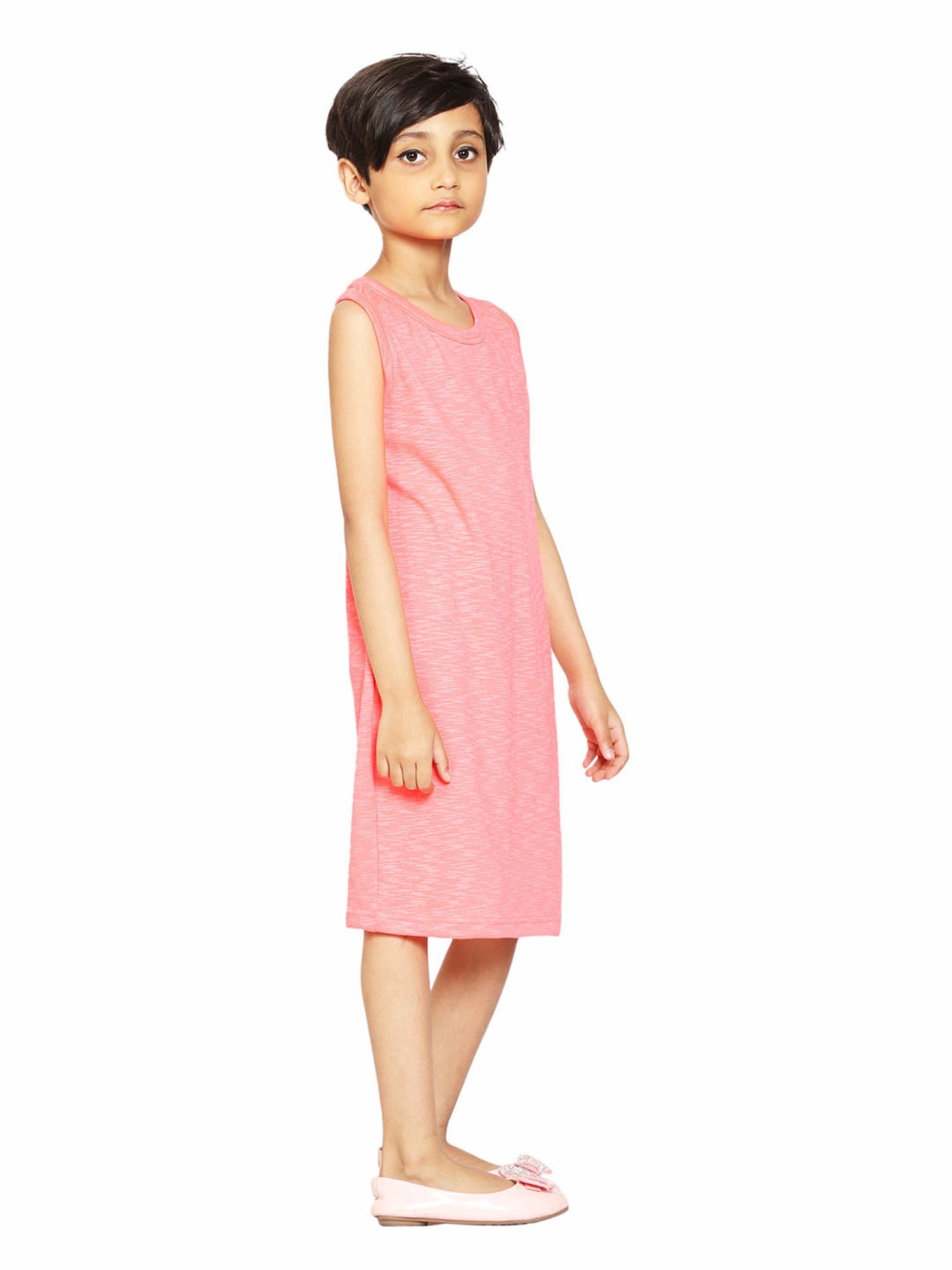 Kiddopanti Kids Pink Solid Dress