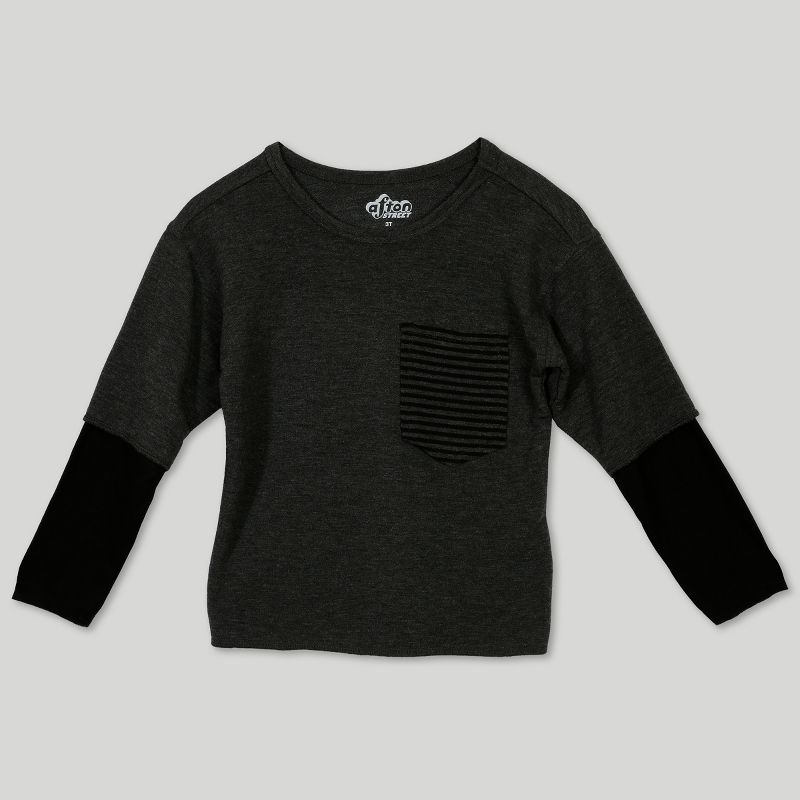 Afton Street Toddler Boys' 2pc Layering Long Sleeve T-Shirt and Joggers Set - Gray 18M