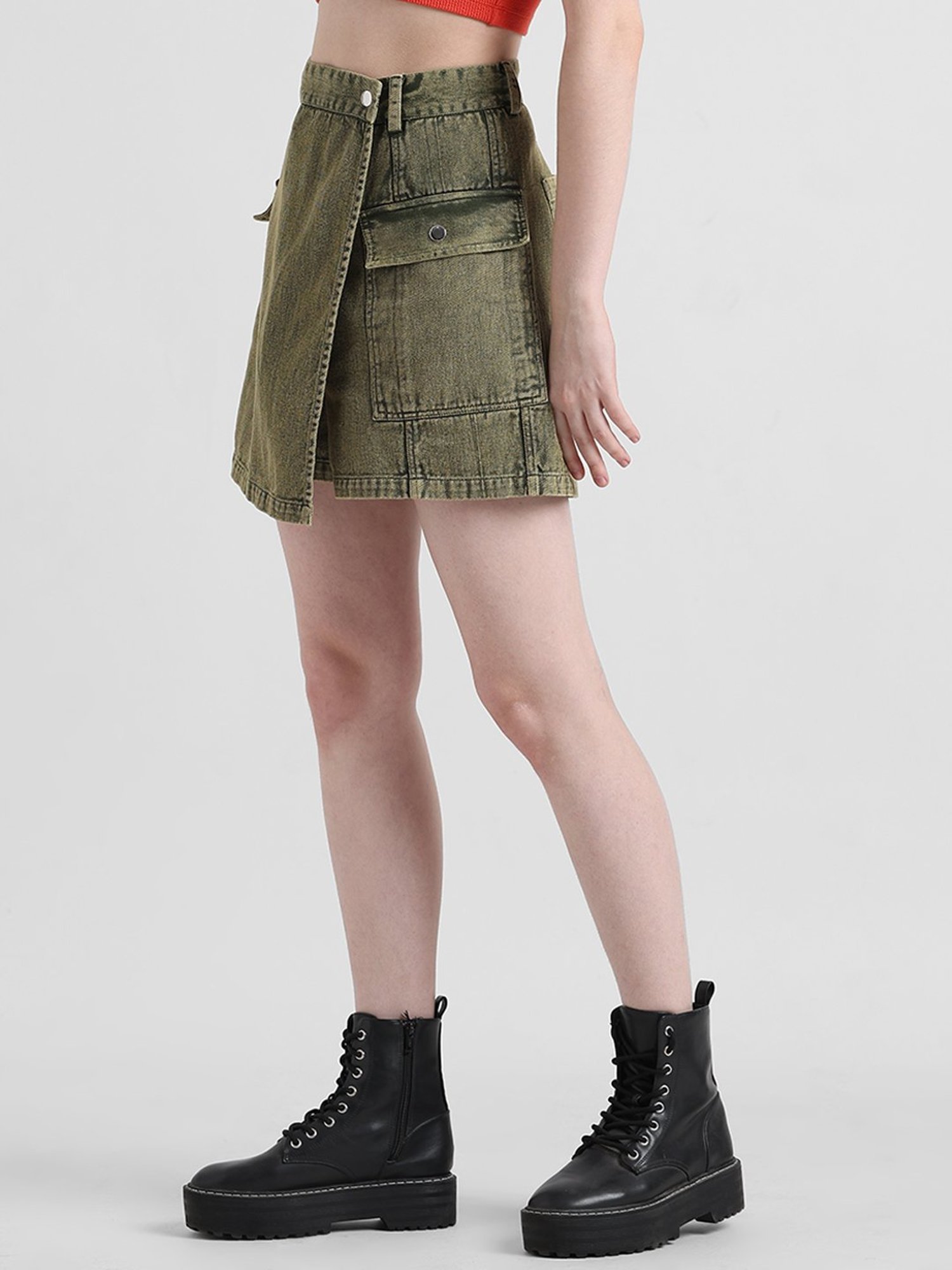 Belle Fille Sky Blue & Beige Printed Skirt