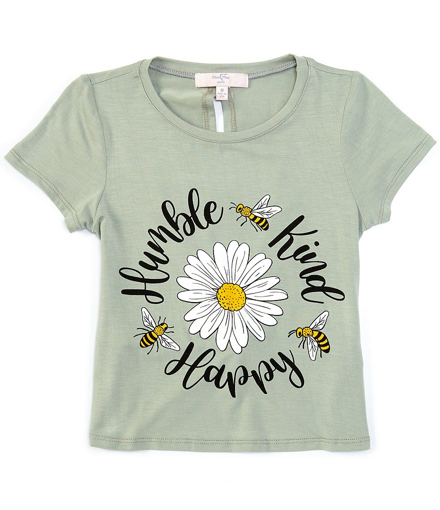 Moa Moa Big Girls 7-16 Short-Sleeve Bee Humble Bee Kind Bee Happy Tee