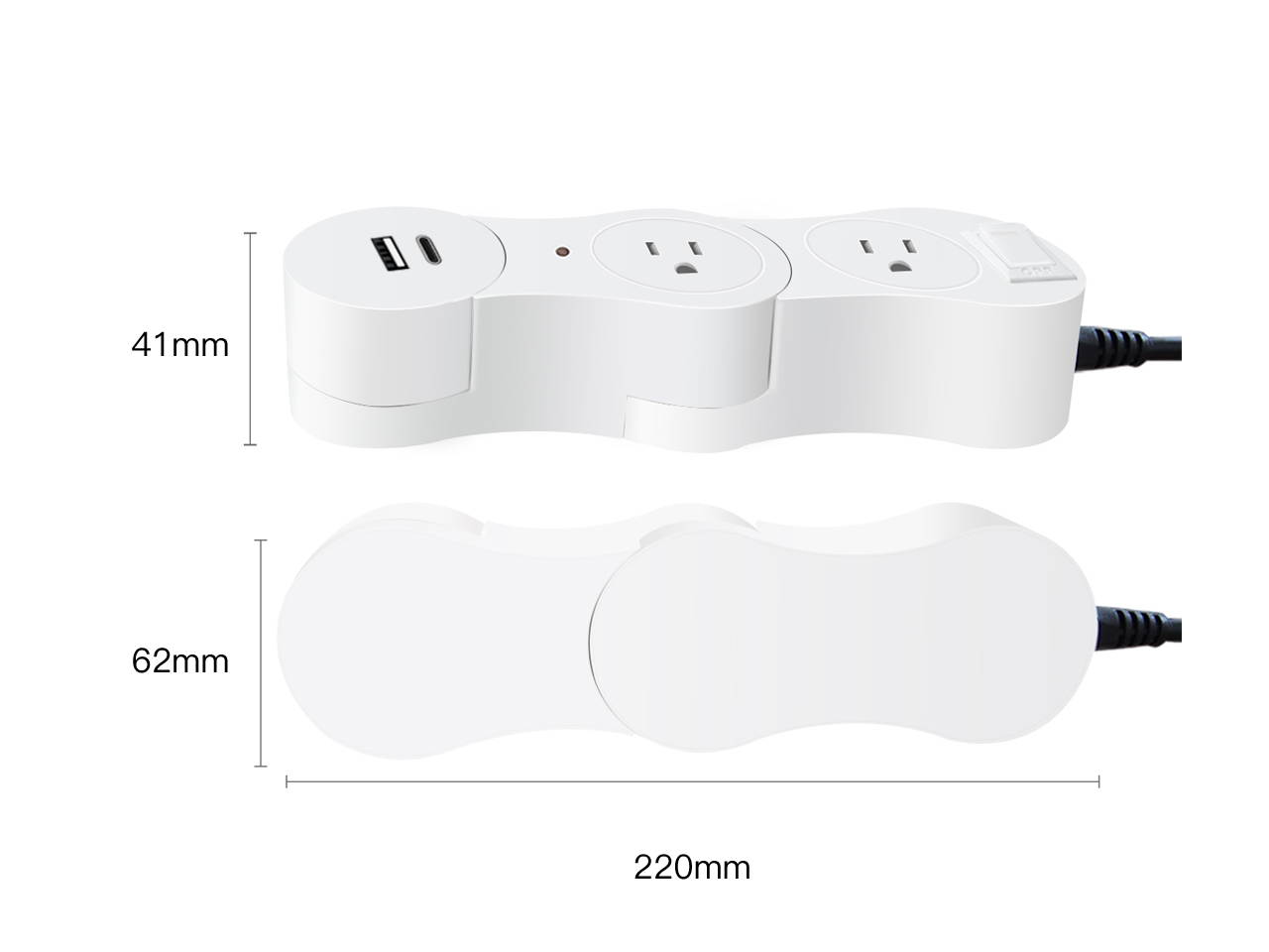 EDu Pivot Smart Power Strip Two Smart Sockets Work with Amazon Alexa / Echo/ Dot / Tap, Smart Power Strip No Hub Required, Ordinary Head Module + Smart Module + USB Charging Module