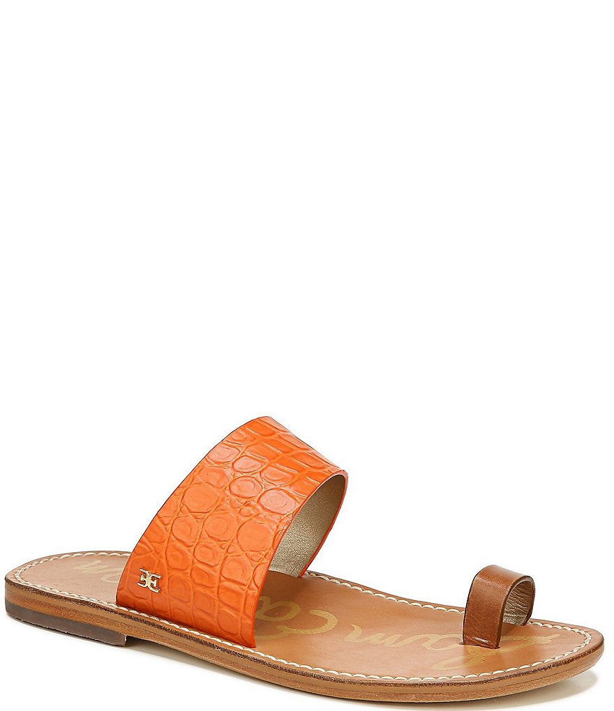 Sam Edelman Maxy Croc Embossed Leather Toe Ring Sandals