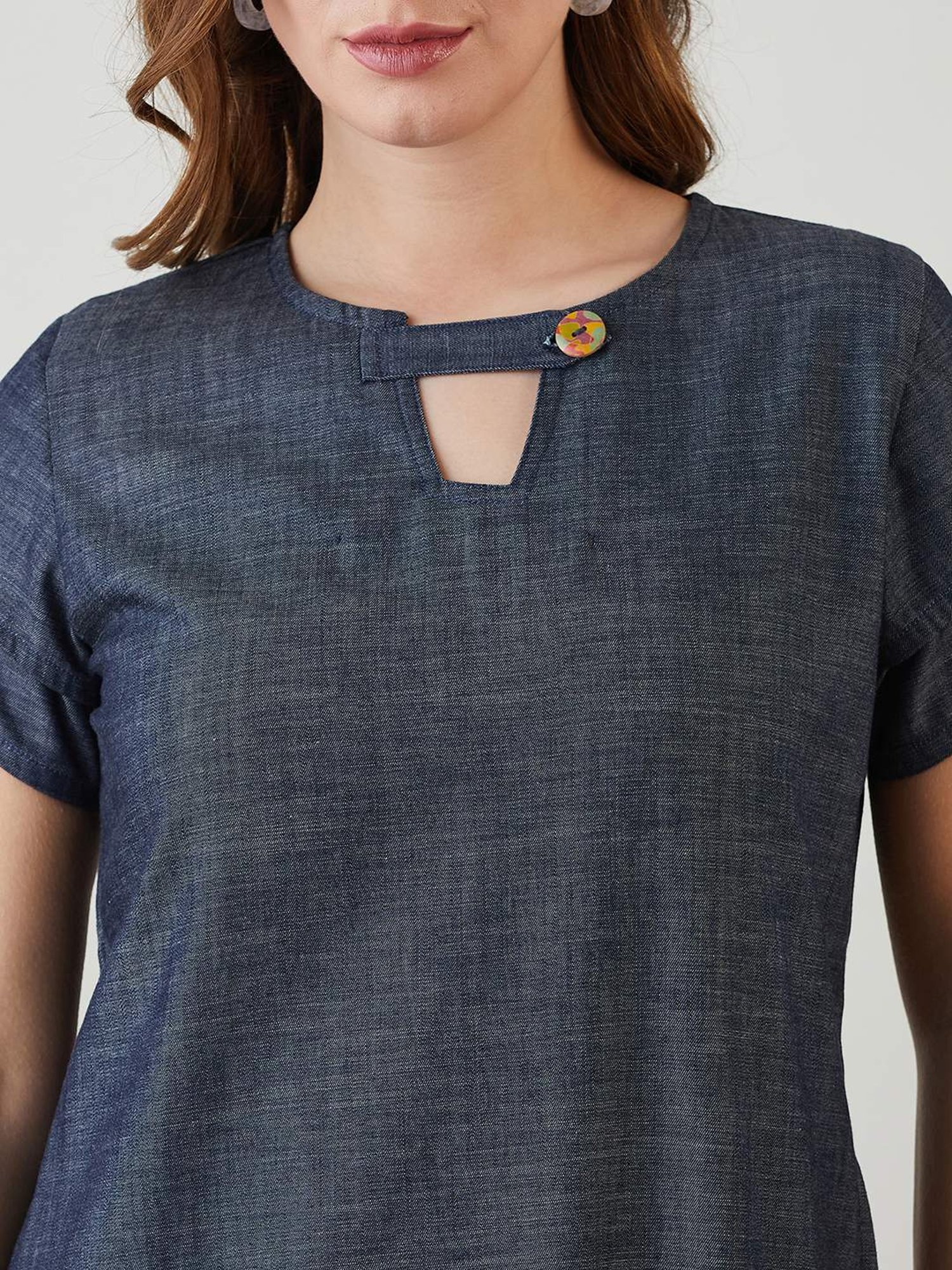 The Kaftan Company Navy Cotton Maxi Dress