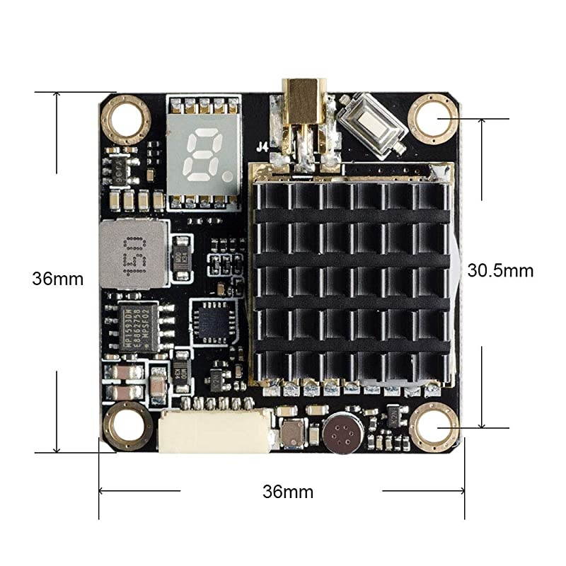 FPV VTX PIT/250/500/1000/2000mW Long Range Switchable Transmitter Support OSD Configuration Using Smart Audio and Microphone with MMCX, FC Uart for Racing Drone RC Drones Quadcopter RC Car