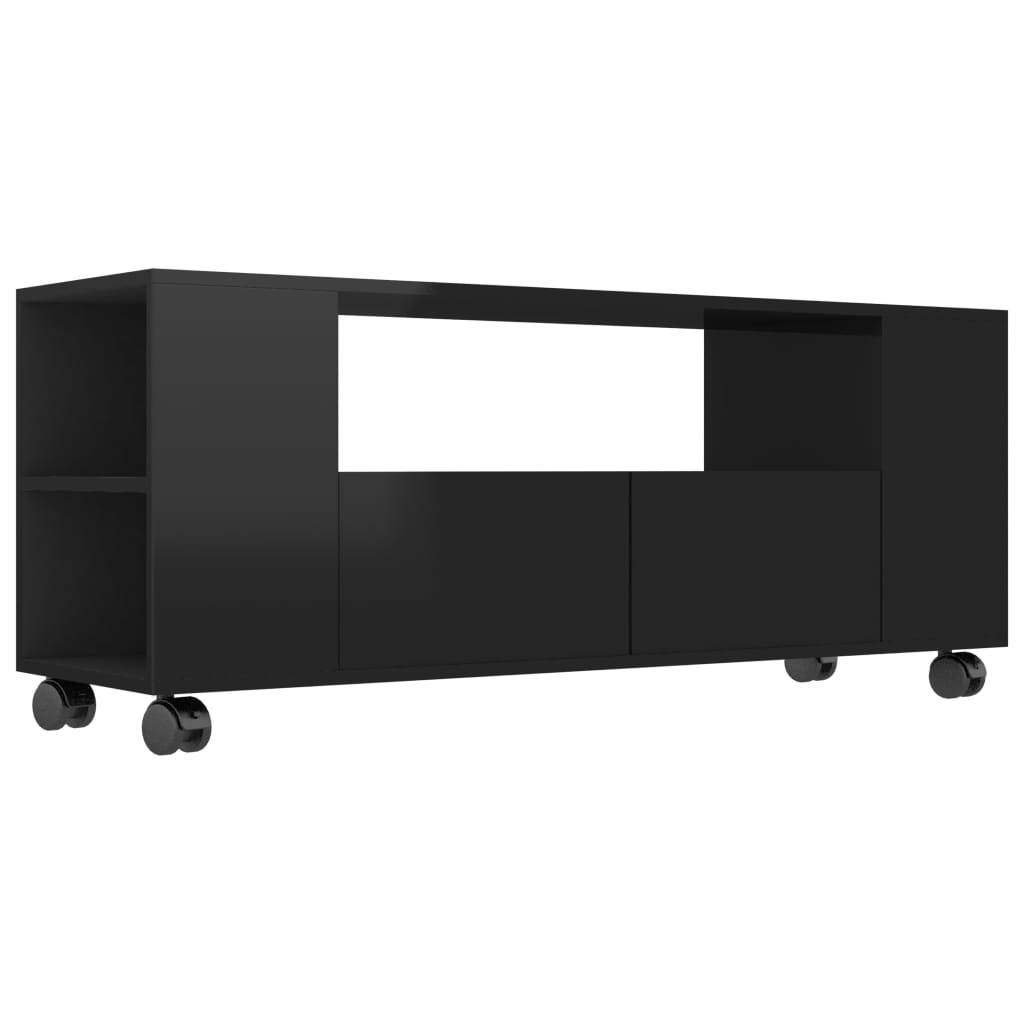 vidaXL TV Cabinet High Gloss Black Chipboard HiFi Unit Stereo Stand Lowboard