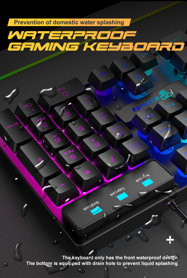 UKCOCO Wired Gaming Keyboard and Mouse Combo, Rainbow Backlit Gaming Keyboard with Multimedia Keys and Rainbow Backlit Gaming Mouse 2400 DPI, for Windows PC Gamers