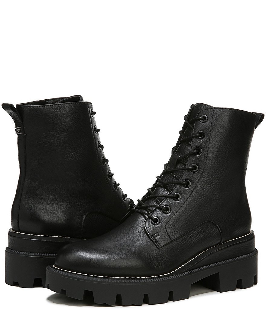 Sam Edelman Garret Lug Sole Waterproof Leather Combat Booties