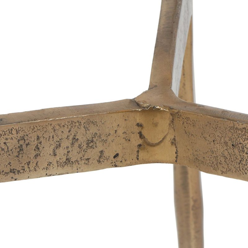 Shaffer Modern Glam Handcrafted Glass Top Aluminum Tripod Coffee Table Raw Brass - Christopher Knight Home