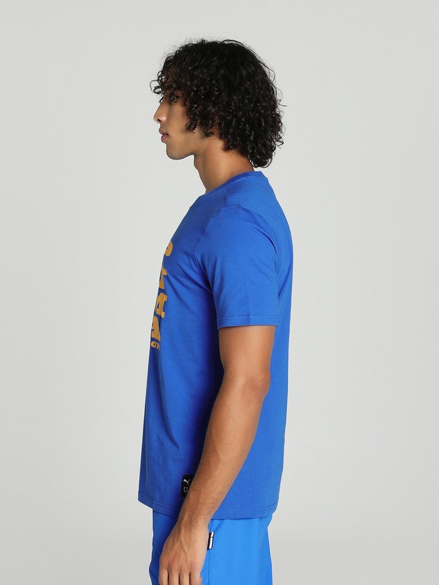 Puma THE BLUEPRINT SUPPORTING ACT Blue Cotton Regular Fit Printed Sports T-Shirt