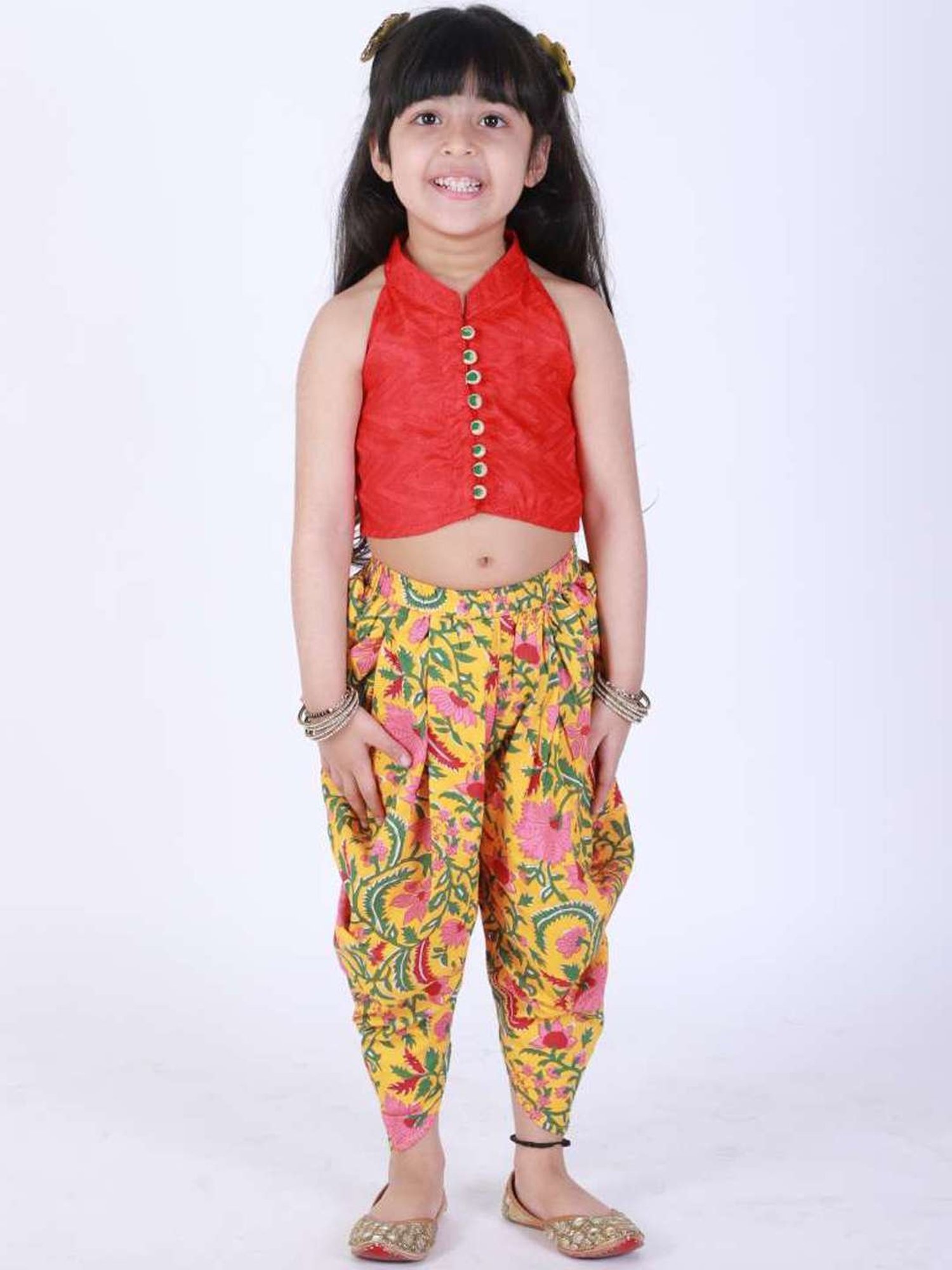 TWISHA Kids Red & Yellow Printed Top Set