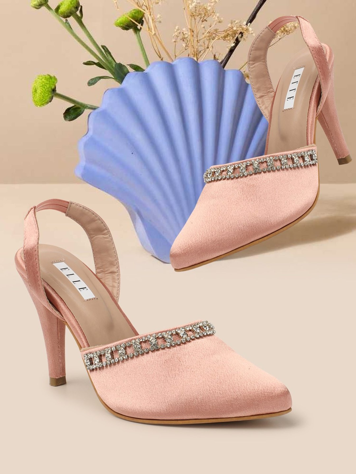 Elle Women's Peach Sling Back Stilettos