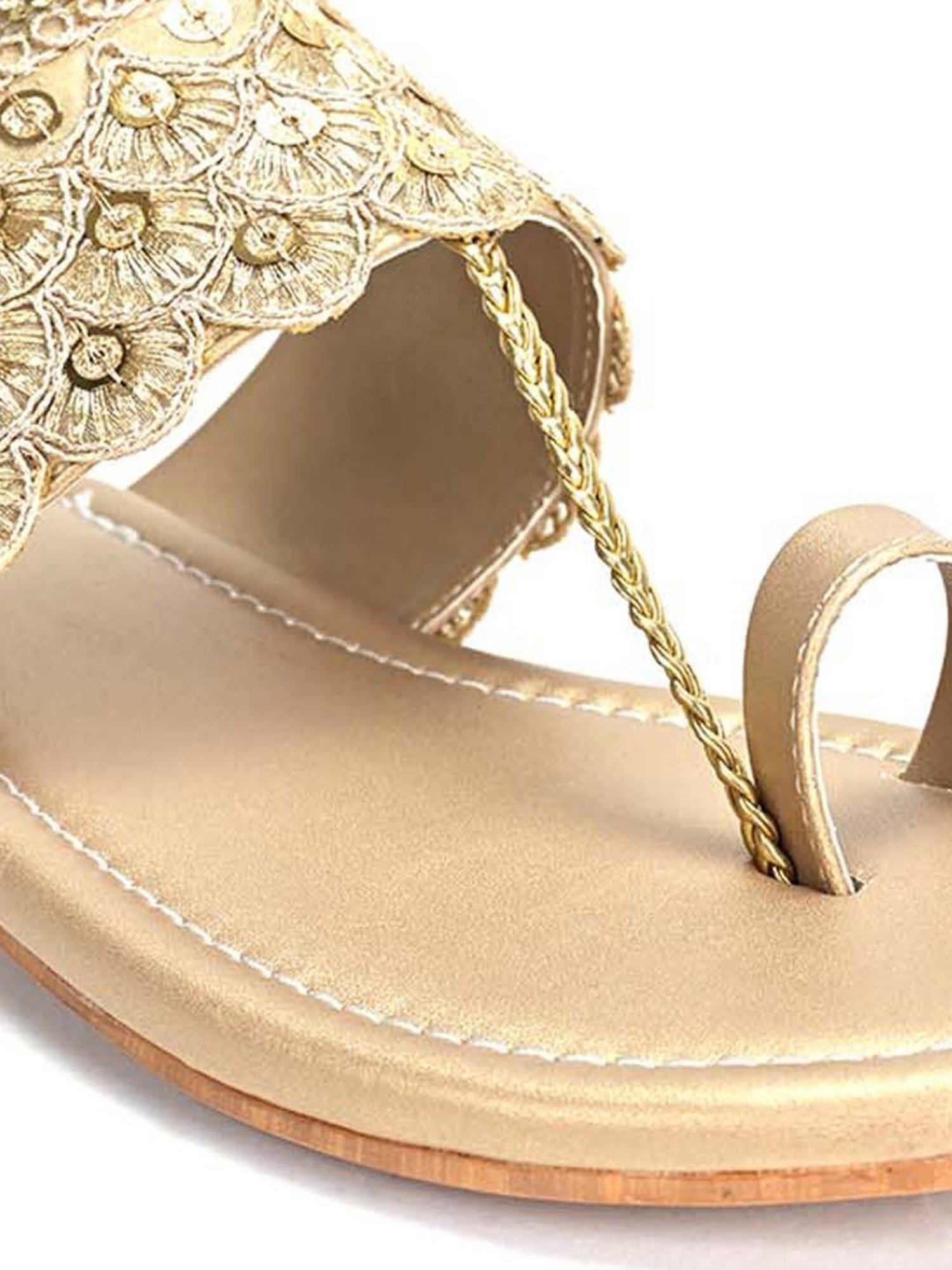 Scentra Women's Golden Toe Ring Sandals