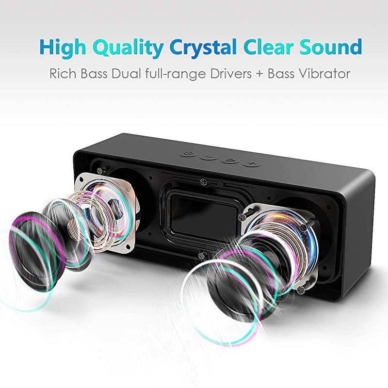 SpeakerPortable Wireless Speakers with HD SoundLonger Playtime Builtin Mic for iPhoneSamsungAndriodPCLaptop Ehco dot Support USBTF CardAUXBlack