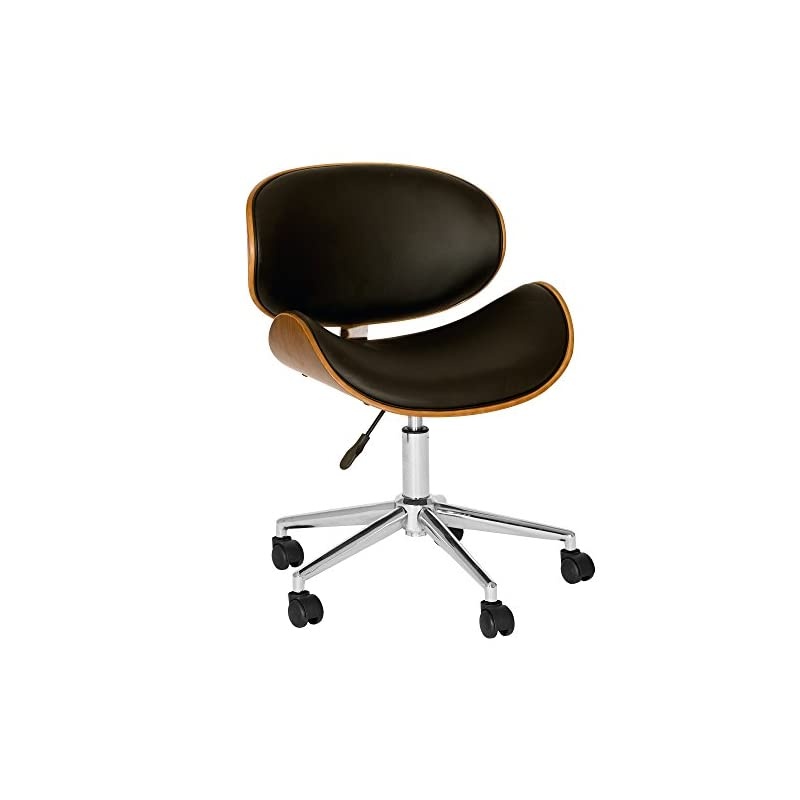 Daphne Office Chair in Black Faux Leather and Chrome Finish