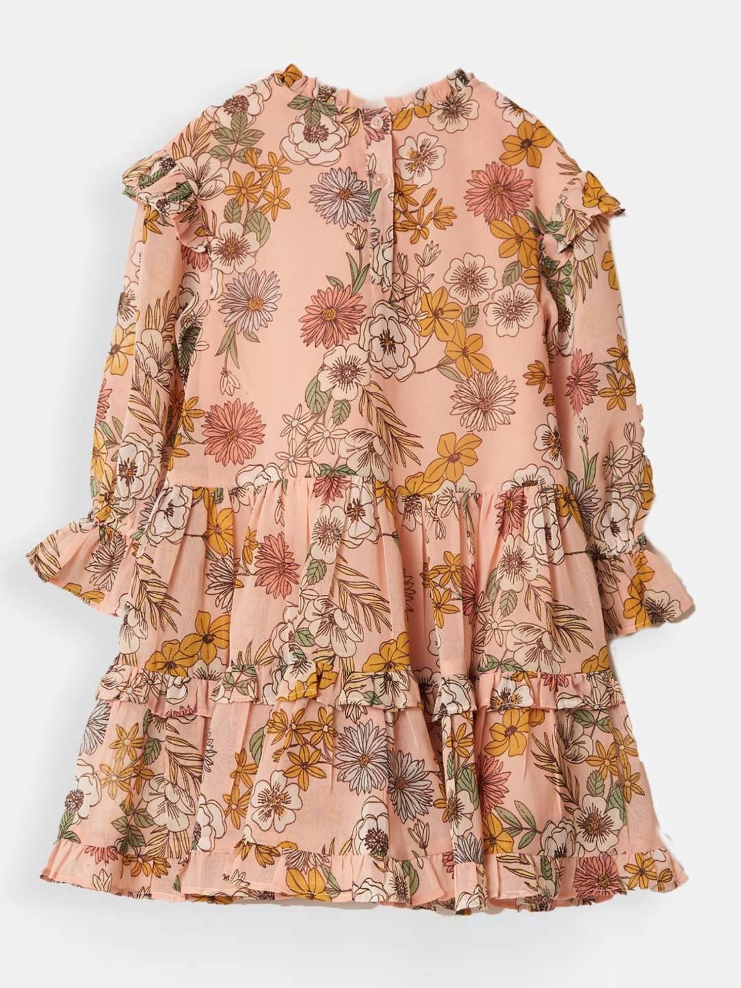 Angel & Rocket Kids Pink Floral Print Full Sleeves Dress