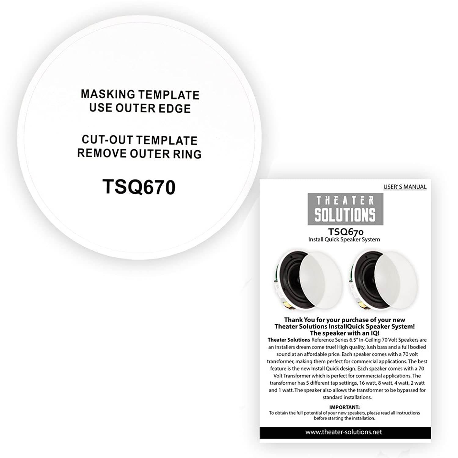 Theater Solutions TSQ670 in Ceiling 70 Volt 6.5" Speakers Quick Install 7 Speaker Set