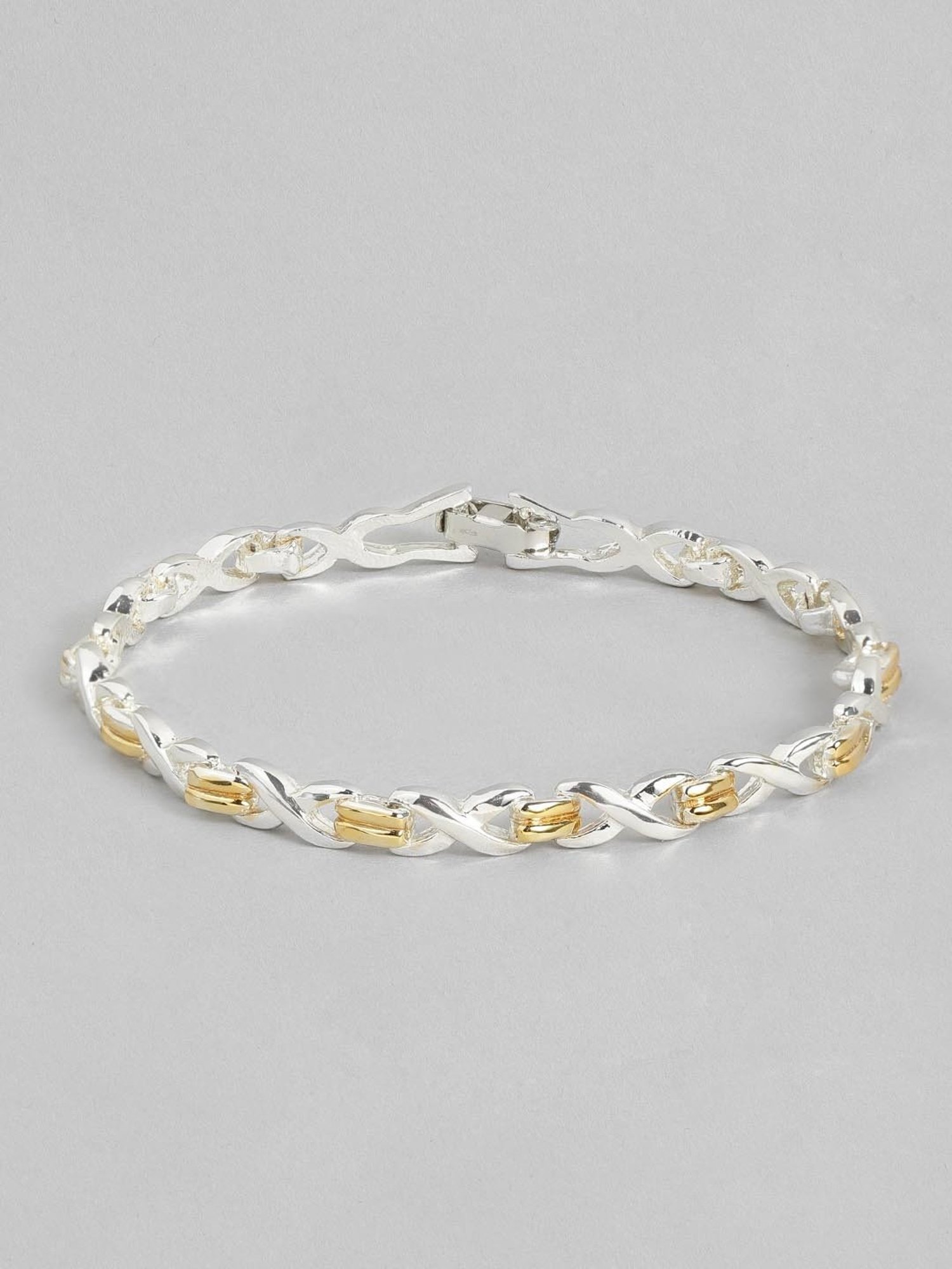Estele Gold & Rhodium-Plated Bridged Eternity Bracelet for Women