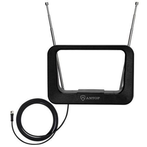 Antop Ring AT-210  Indoor TV Antenna - 35 Mile - Multi-directional Reception - Hairline Black - 6ft Cable -  4K UHD Ready
