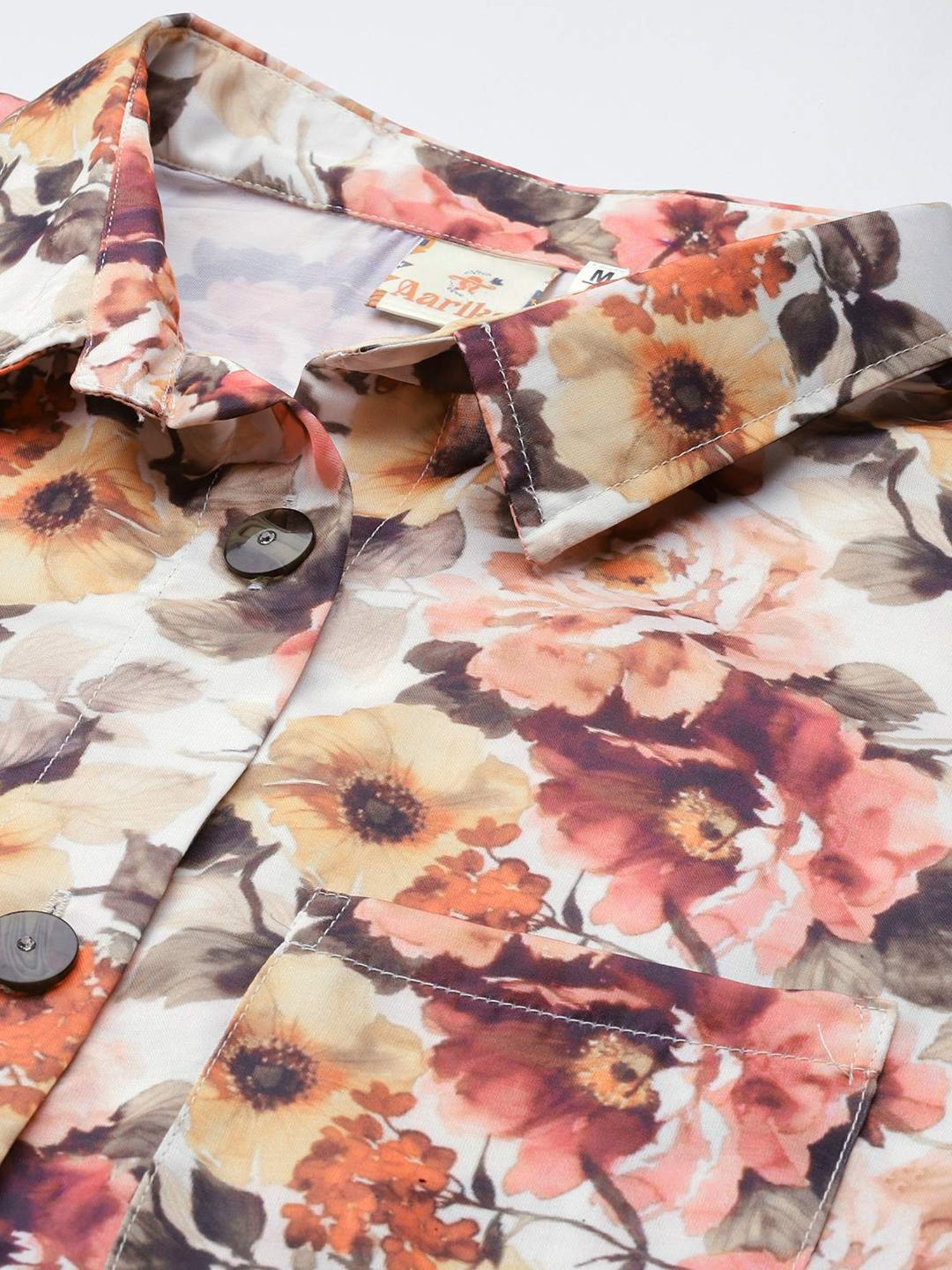 Aarika Beige Floral Print Shirt Pant Set