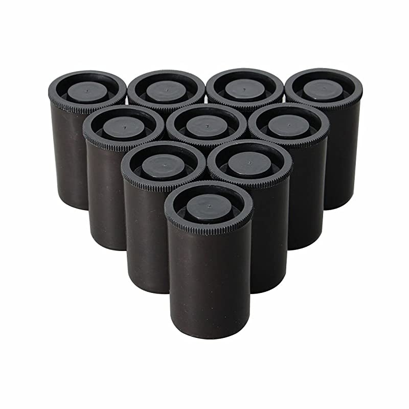 Film Canister with Lids, Pack of 10 (Black)