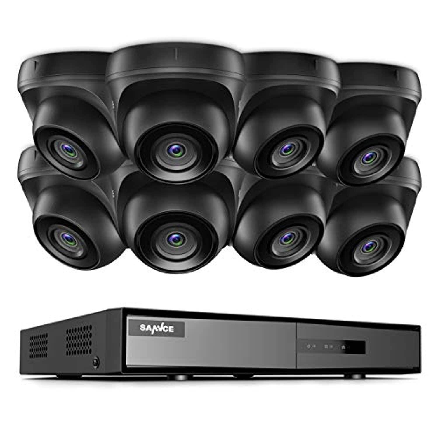SANNCE 8-Channel HD 1080N Home Security System DVR and (8) 720P Indoor/Outdoor Weatherproof Cameras with IR Night Vision LEDs, Remote Access - NO HDD