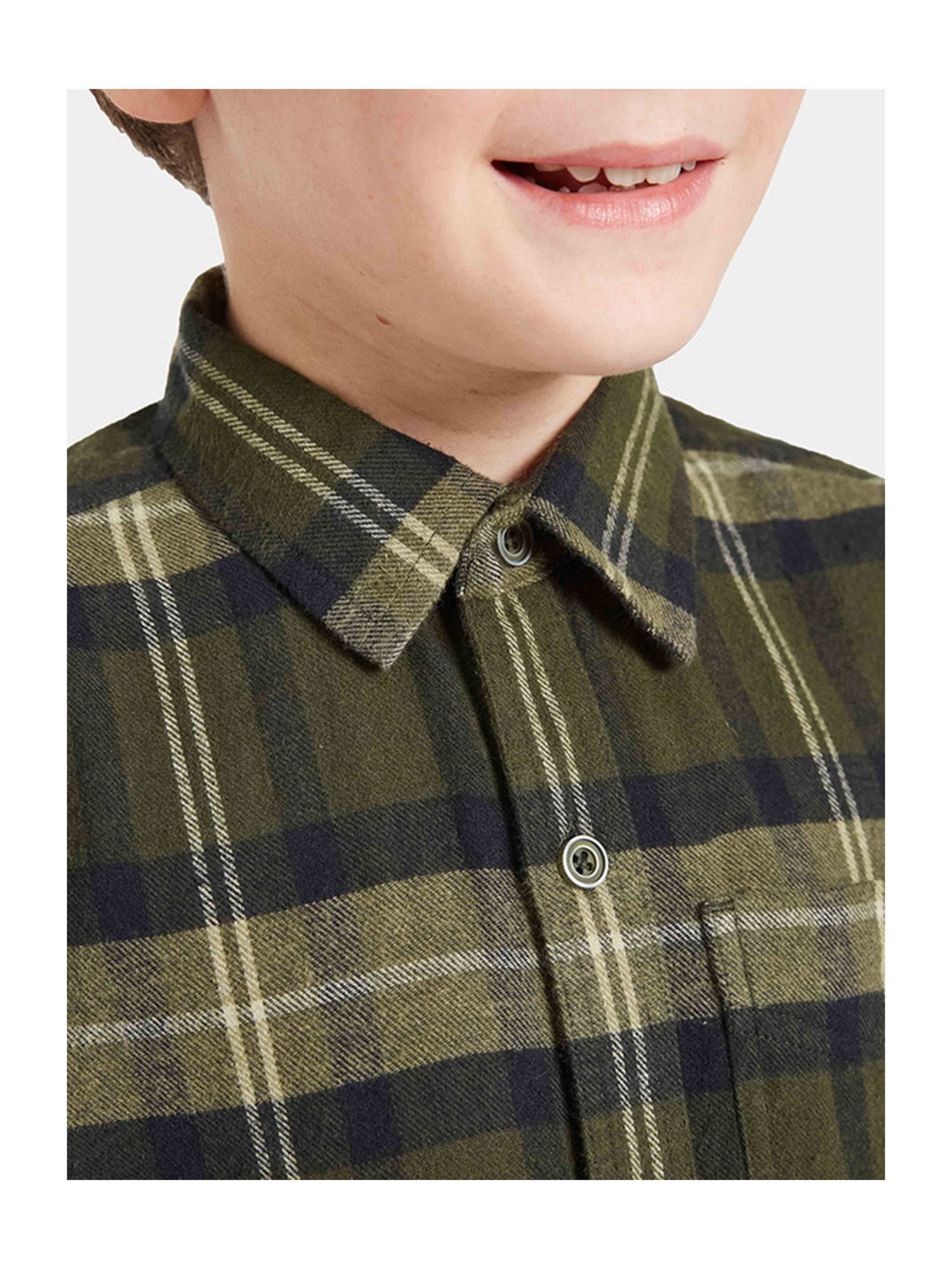 Octave Kids Olive Checks Full Sleeves Shirt