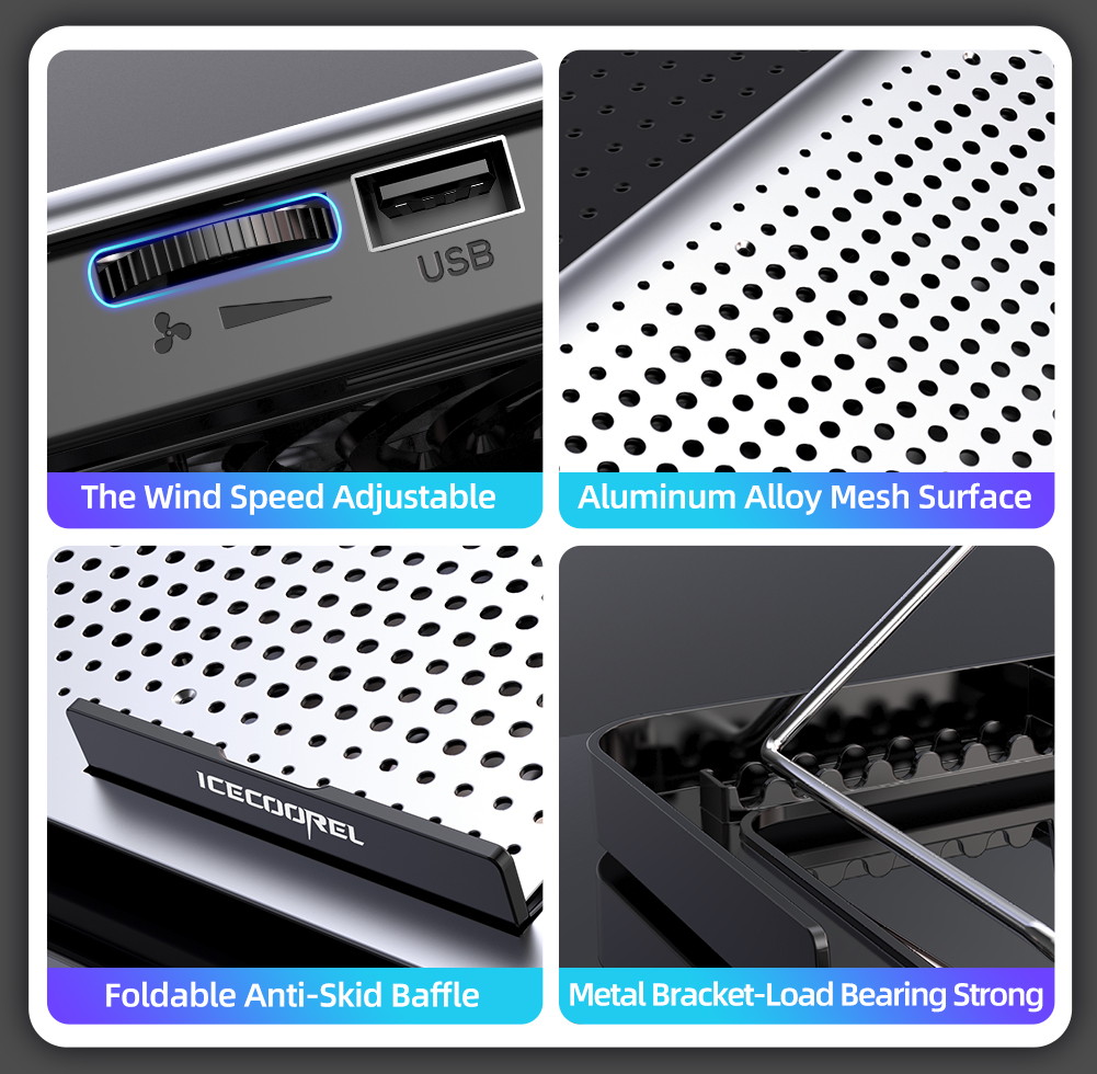 Laptop Cooling Pad, Laptop Cooler with 5 Quiet Red LED Fans for 12"-17" Inch Laptop, Dual USB 2.0 Ports, Portable Angle Adjustable Laptop Stand for Gaming Laptop-Green