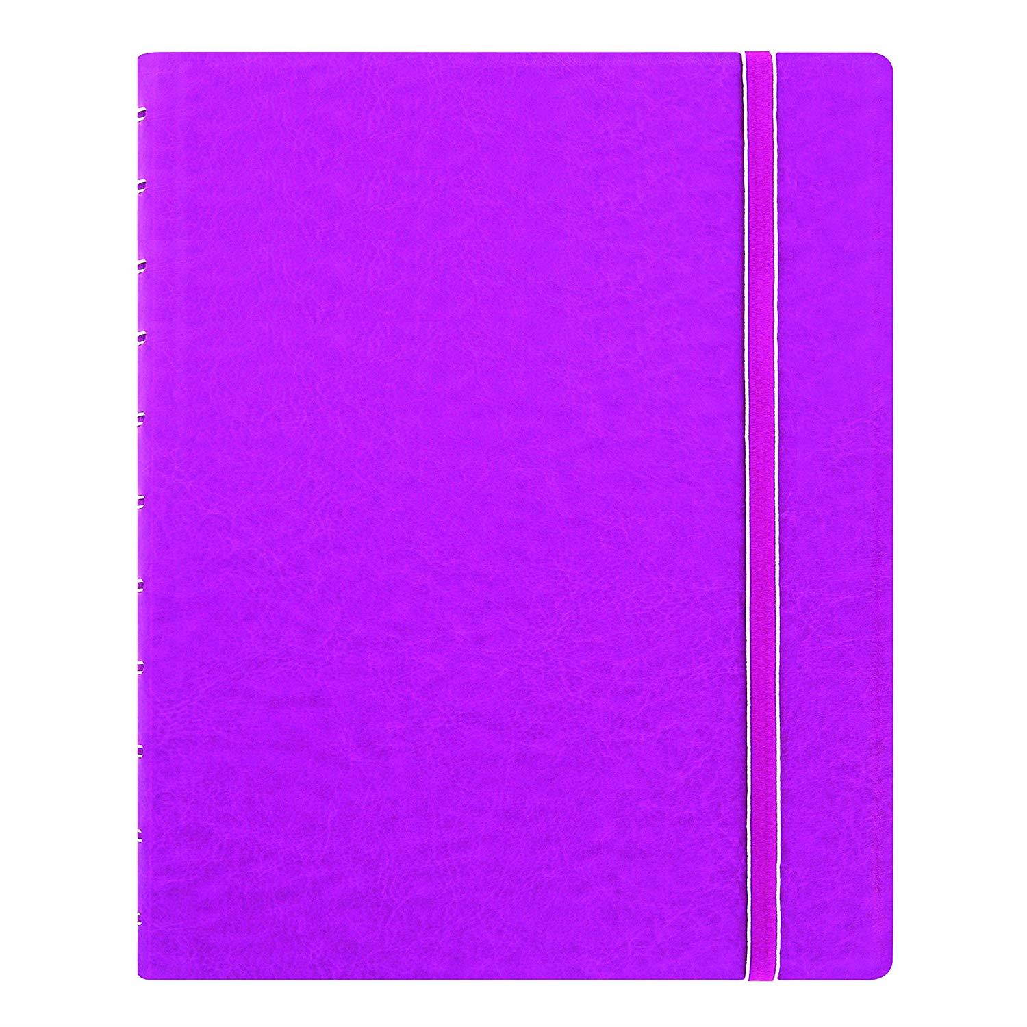FILOFAX REFILLABLE NOTEBOOK CLASSIC, 10.8" x 8.5" Fuchsia - Elegant leather-look cover with moveable pages - Elastic closure, index, pocket and page marker (B115105U)