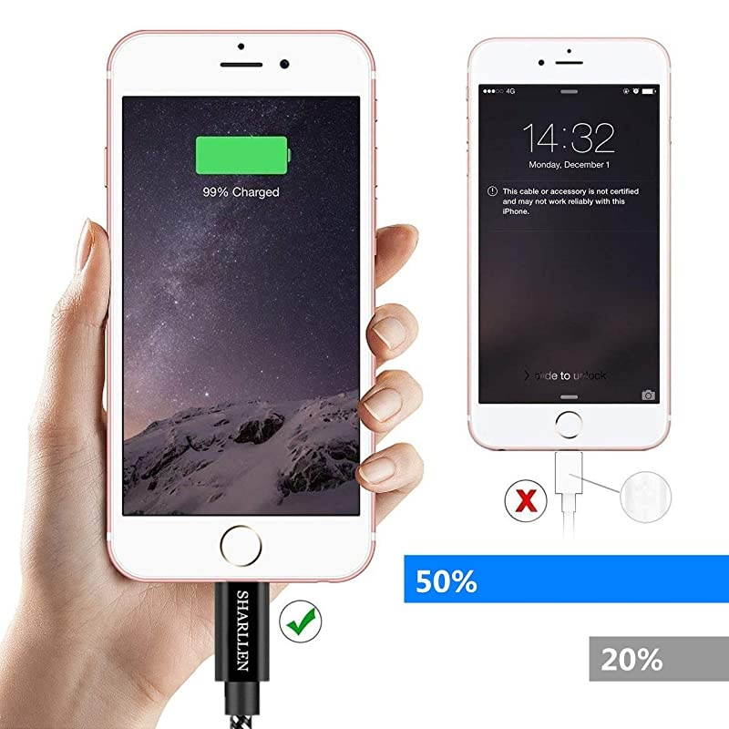 iPhone Charger Cable 3FT6FT10FT Lightning Cable  Fast USB iPhone Charging Cable Long Nylon Braided Cord Data Wire Compatible iPhone 11XSMaxXRX88Plus77P66 P6SiPad 5Pack Black