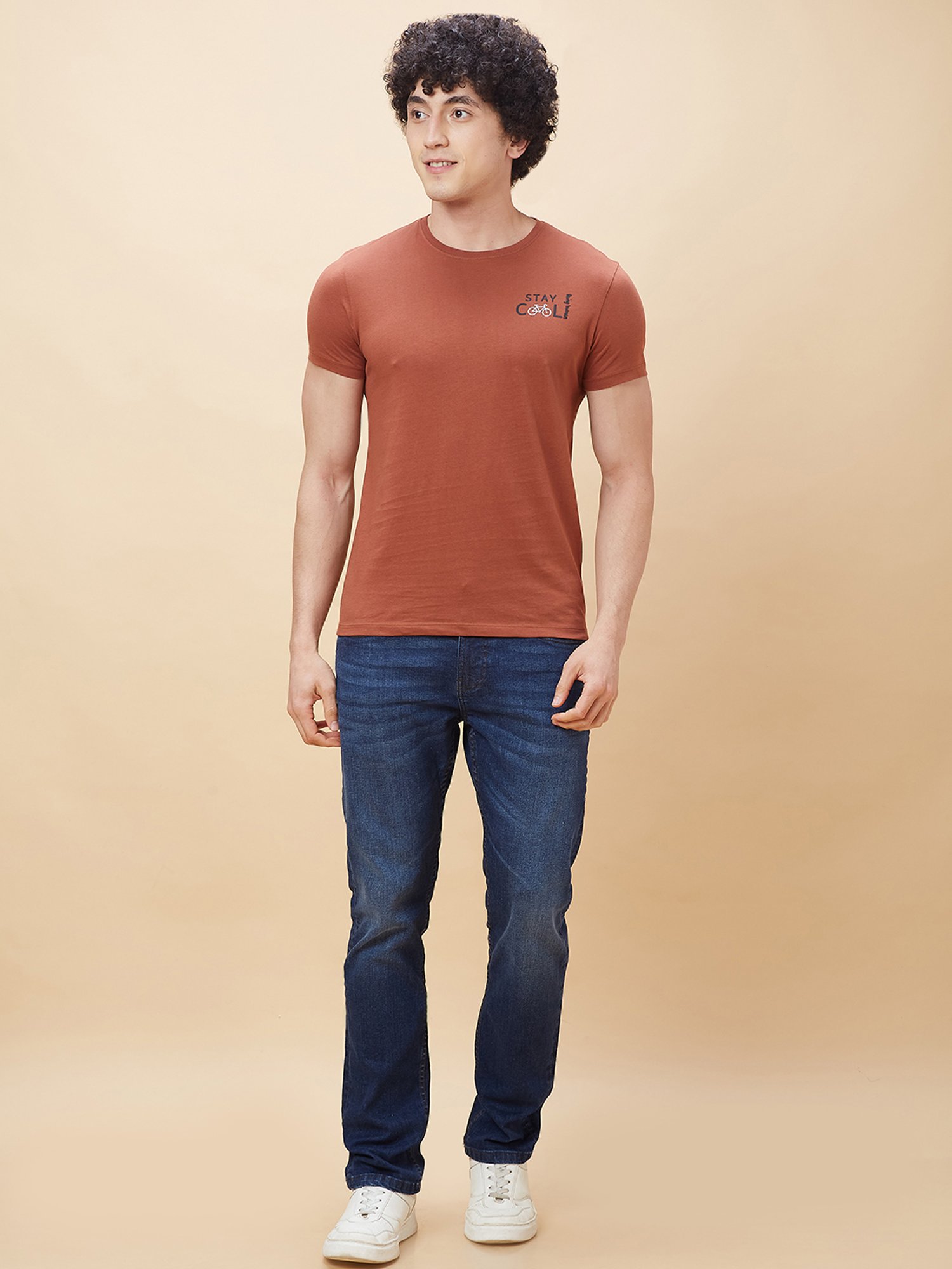 Being Human Brown Regular Fit Crew T-Shirt