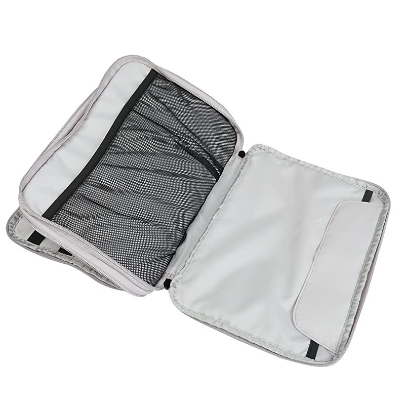 Travel Cable Organizer Universal Electronic Accessories Bag Gear Storage for Cord USB Flash Drive Earphone and More Perfect Size for iPad Large Rose Red and Light Grey