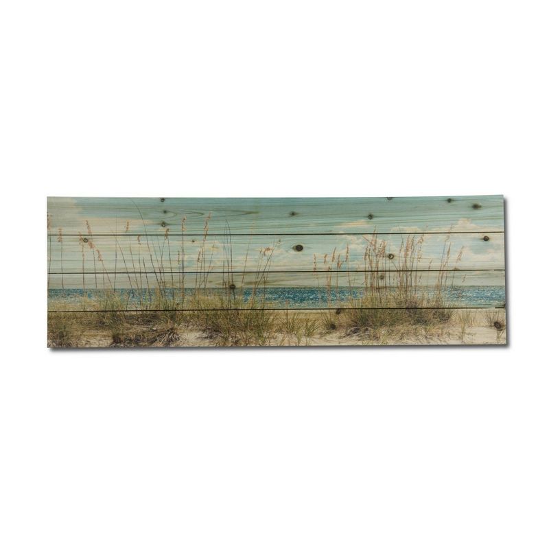 12" x 36" Sand Dunes Long Print on Planked Wood Wall Sign Panel Blue - Gallery 57