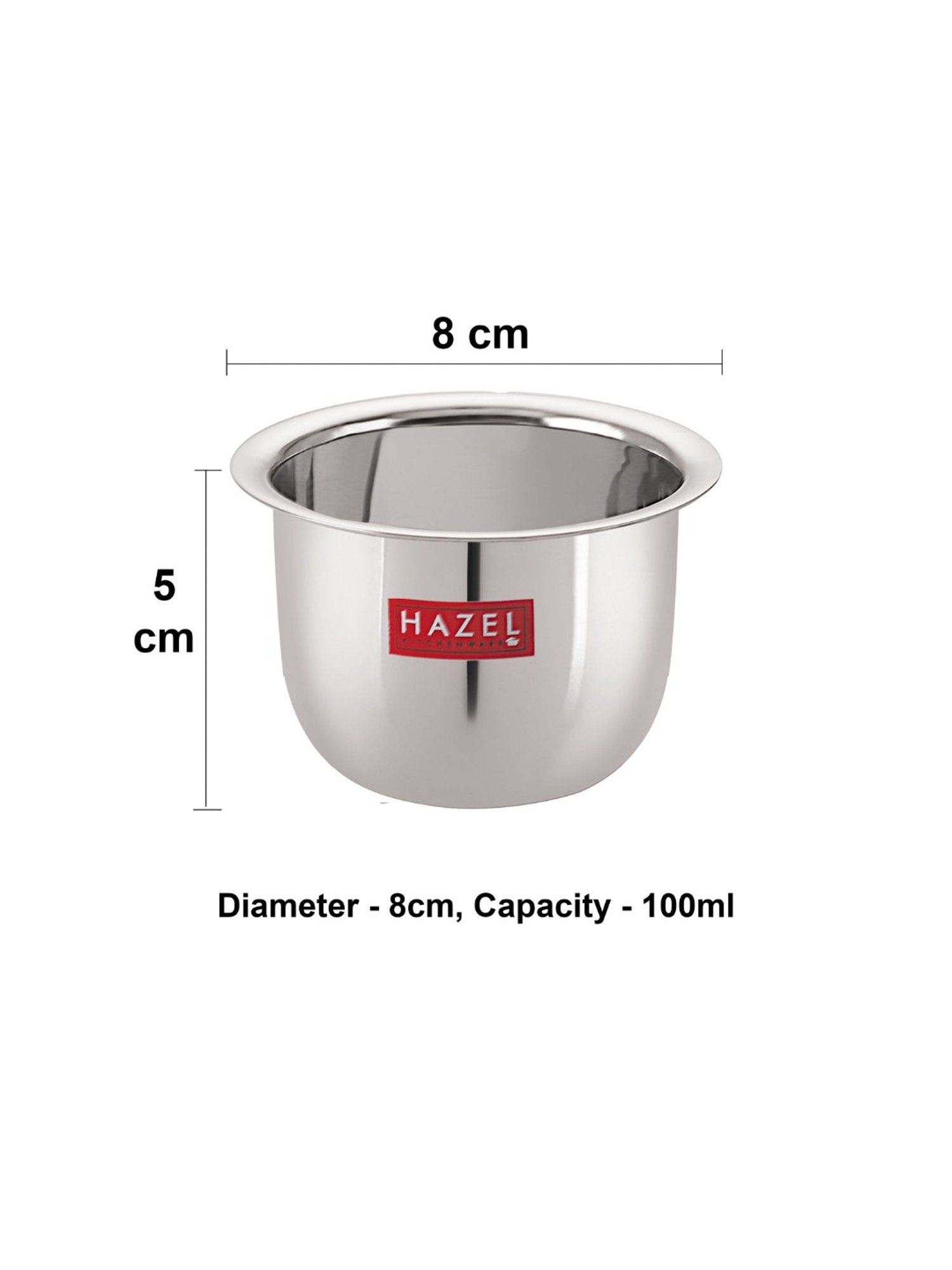 HAZEL Silver Stainless Steel Mini Traditional Design Serving Patra Pela - Set of 2 (100ml)