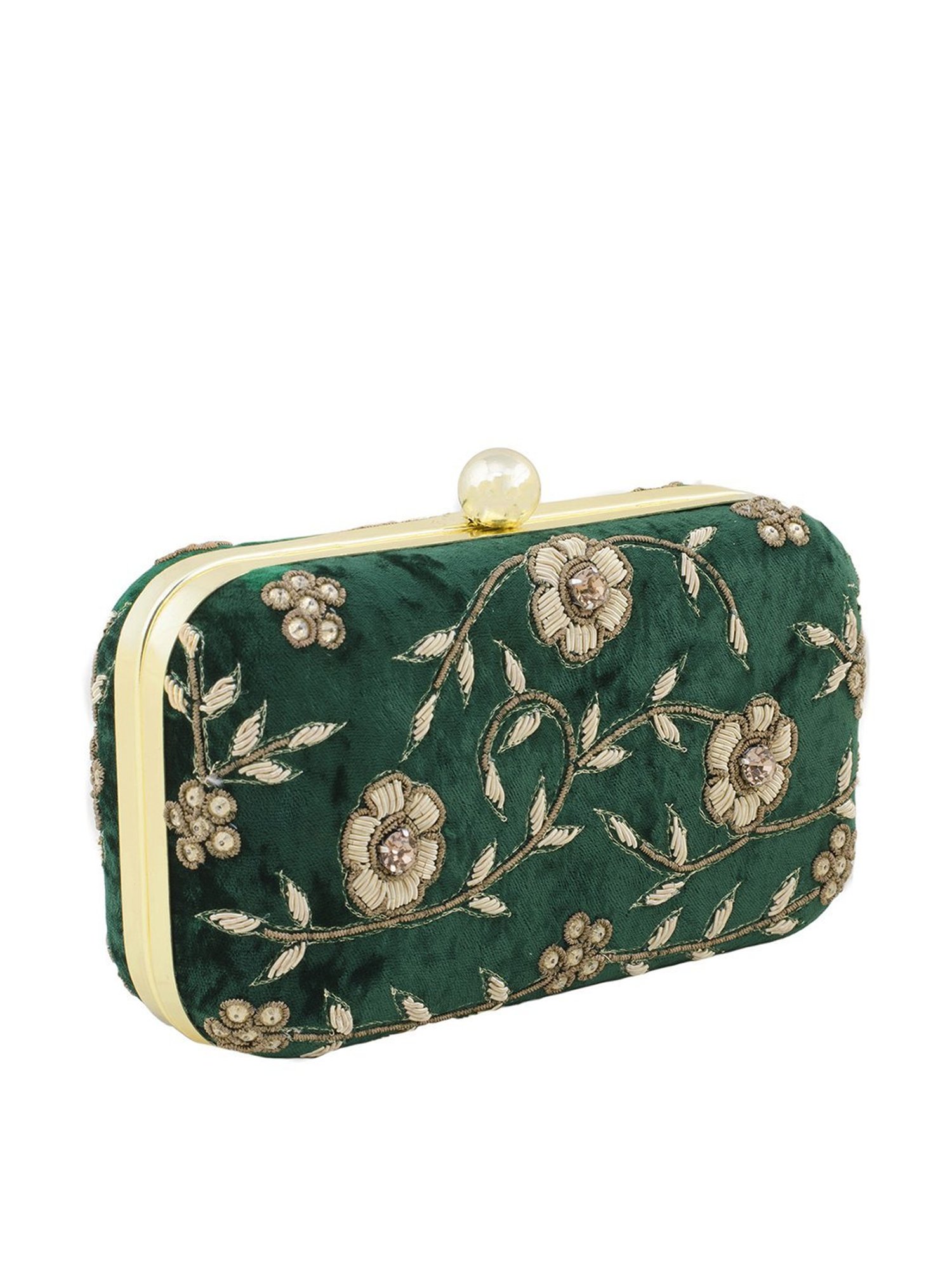 Tarini Nirula Green Velvet Minaudiere Clutch