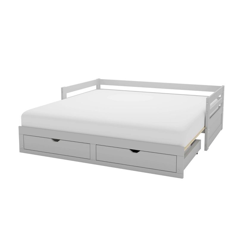 Twin to King Augusta Extending Day Bed with Storage Drawers Dove Gray - Alaterre Furniture