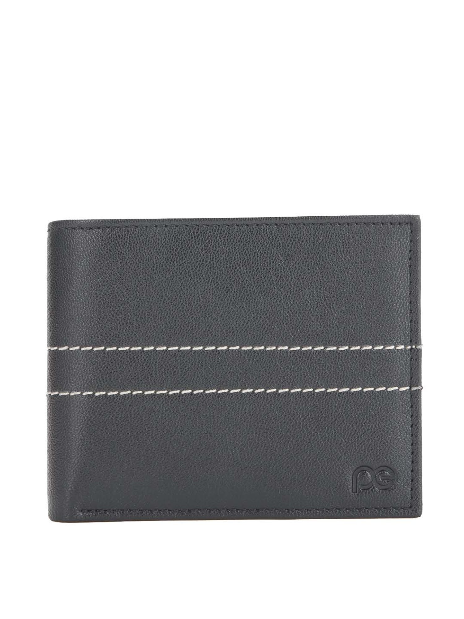 Peter England Black Leather Solid Bi-Fold Wallet