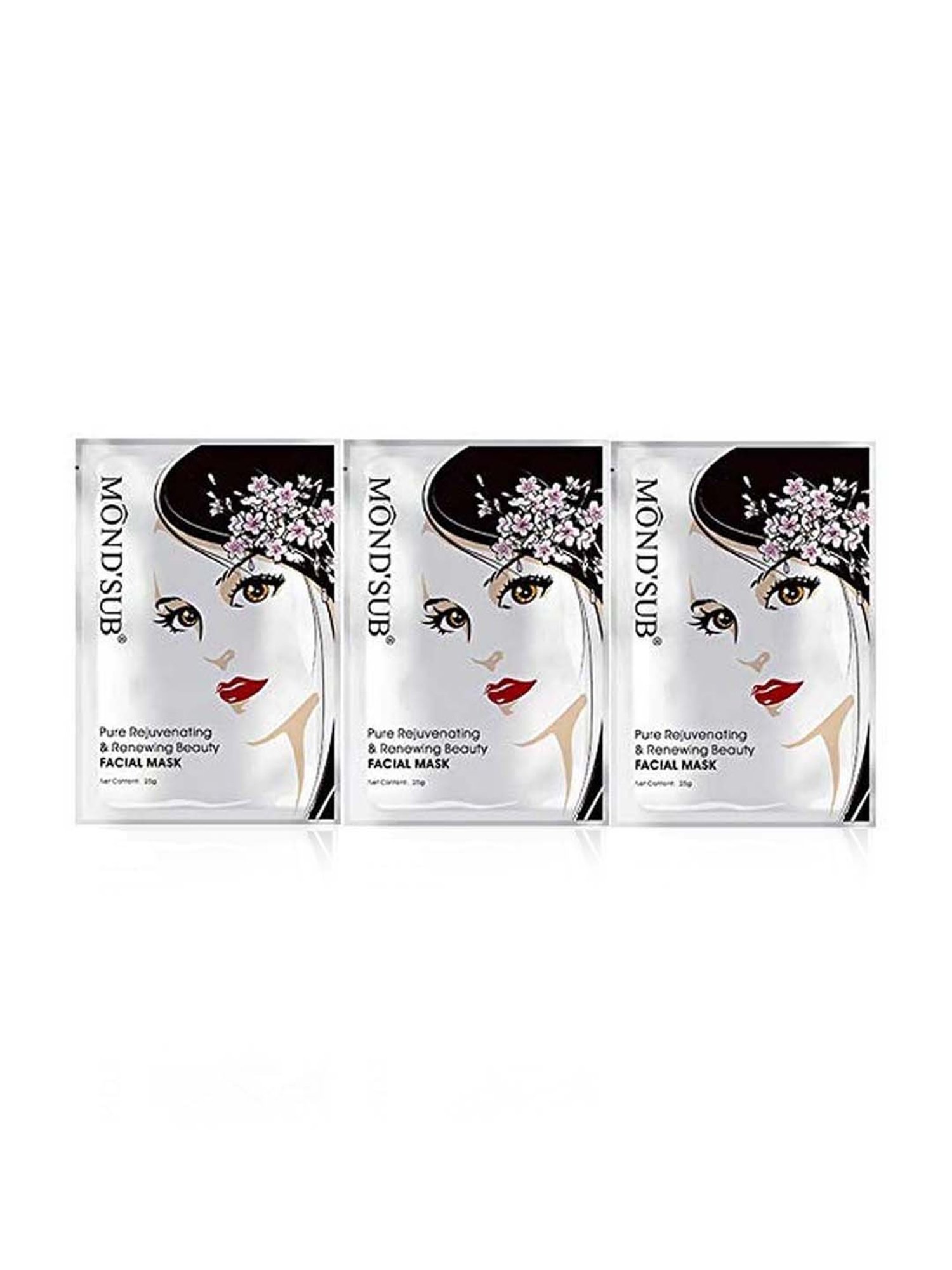 MONDSUB Pure Rejuvenating Facial Sheet Mask (Pack of 3) - 25 gm Each