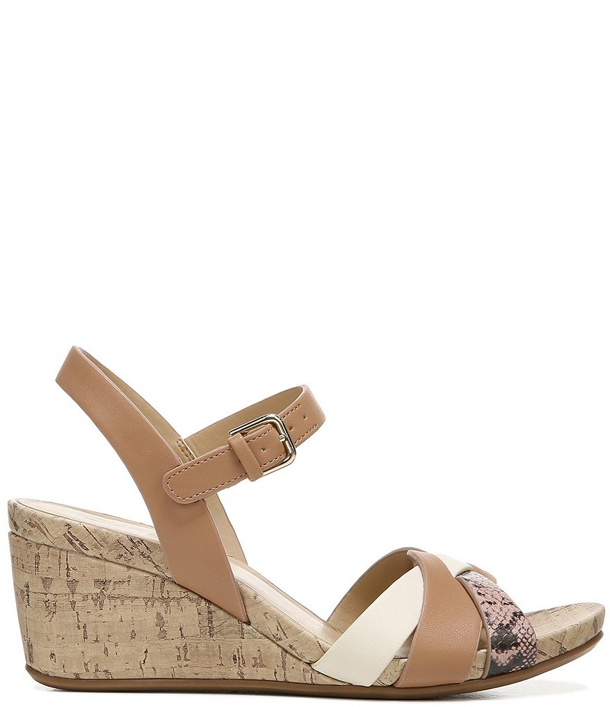 Naturalizer Adelina Snake Print Ankle Strap Wedge Sandals