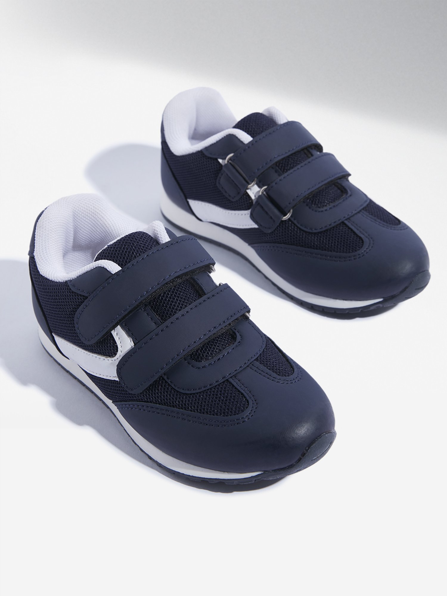 Yellow by Westside Navy Mesh Design Velcro Shoes