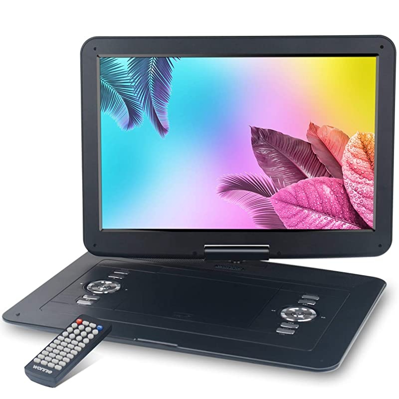 17.9&rsquo;&rsquo; Large Portable DVD/CD Player with 15.4&lsquo;&rsquo; Swivel Screen, 6 Hrs 5000mAH Rechargeable Battery, 1366x768 HD LCD TFT, Regions Free, Support USB/SD Card/ Sync TV , High Volume Speaker