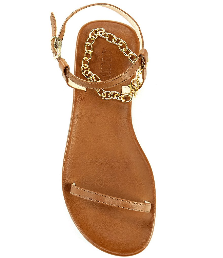 Schutz Celyna Leather Chain Detail Sandals