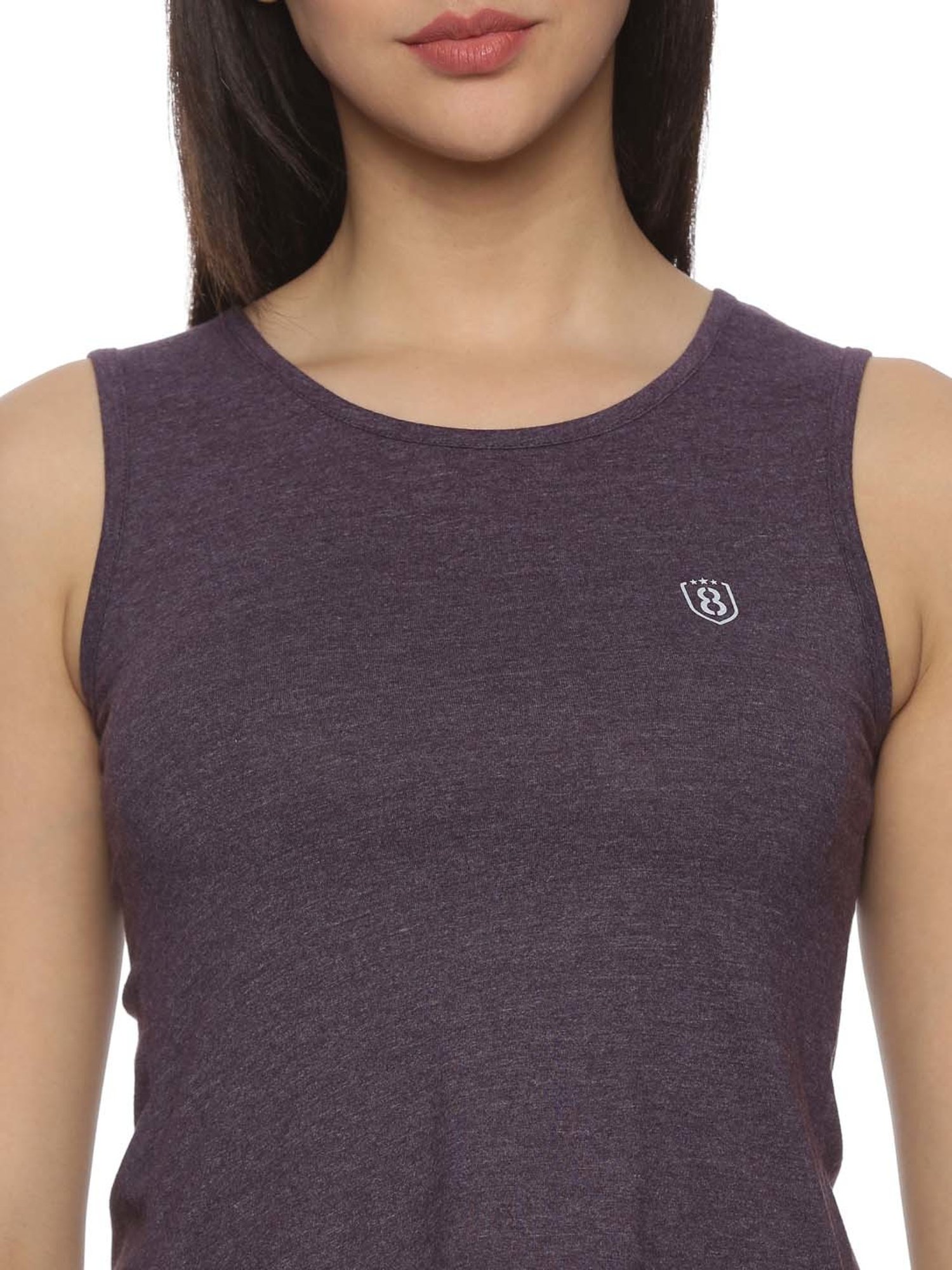 Domin8 Women Upf Sun Protection Yoga Fish Tail Tank Top With Criss Cross Back(Purple)