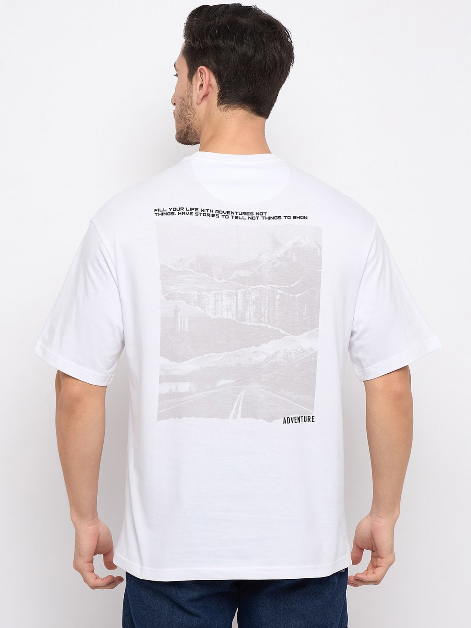 Duke White Loose Fit Printed T-Shirt
