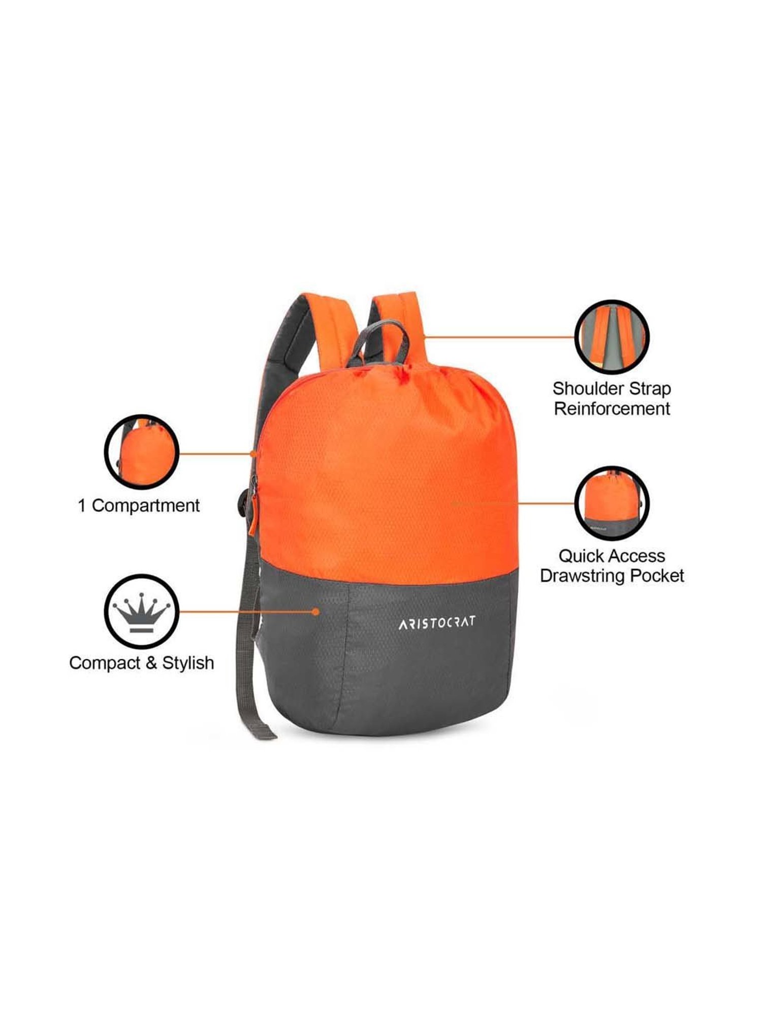 Aristocrat 26 Ltrs Orange Medium Backpack